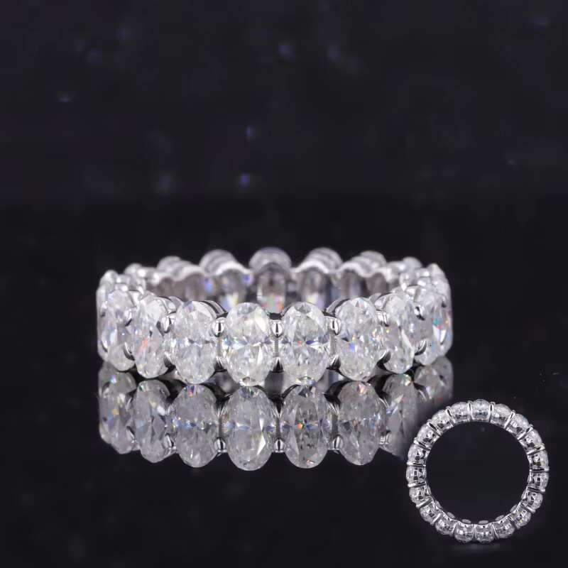 Starsgem Custom Pure Diamond Tennis Eternity Jewelry Band Moissanite 14K Soild Gold Wedding Bands Rings