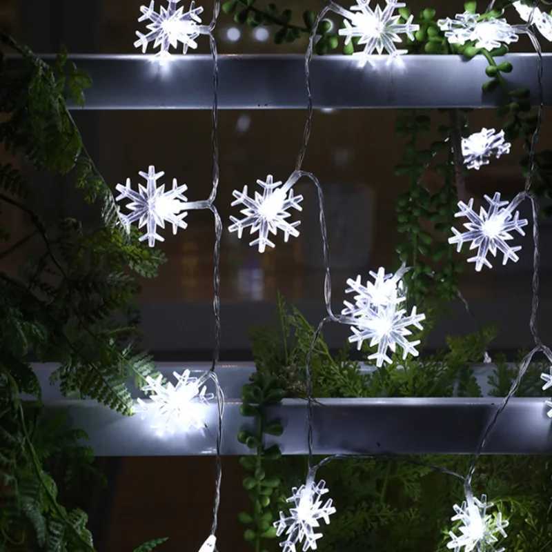 Christmas Fairy Light Snowflake LED String Light Garland Decoration for Home Xmas Santa Claus Gifts New Year Ornament M251113