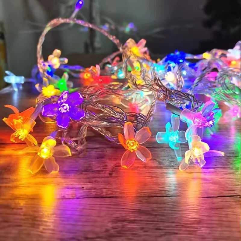 Cherry Blossom Flower Garland Lamp battery Operated LED String Fairy Lights Crystal Flowers Indoor Wedding Christmas Decors M251113