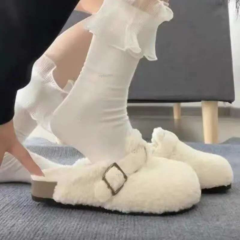 New Free Shipping Designer Shoes Thick Soled Hairy For Women's Autumn And Winter Wear 2025 Item High End Sense Boken Veet Warm Slippers With A Co
