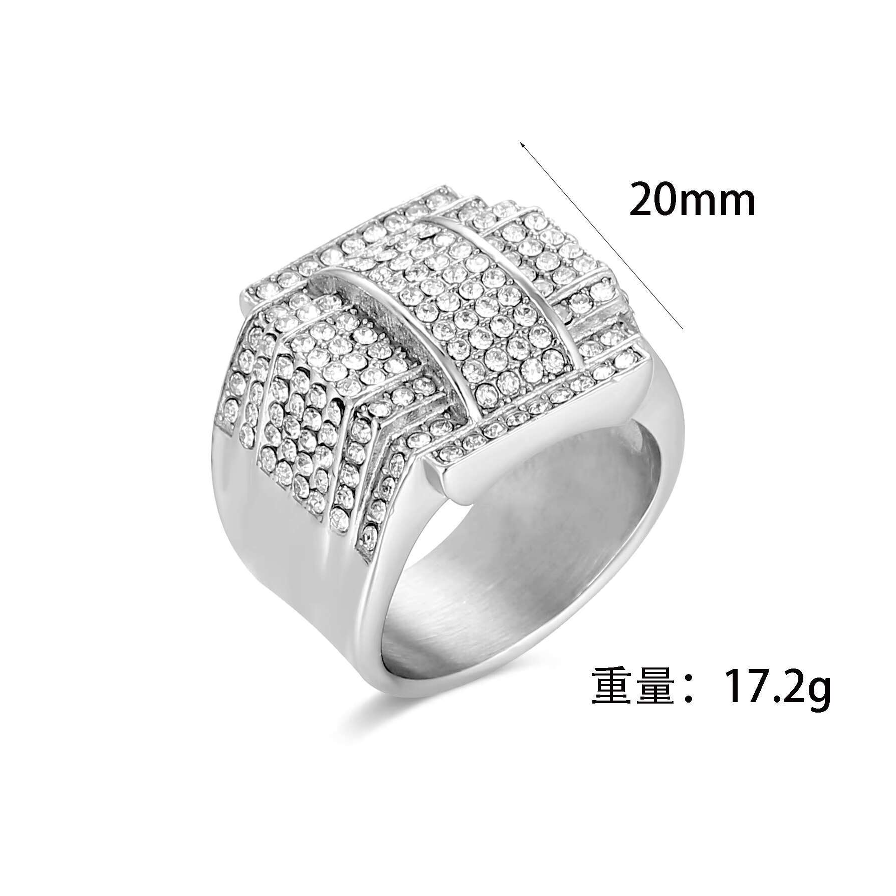 Hot Sale Custom Fashion Stainless Steel Jewelry Party Diamond CLASSIC Wedding Ring Hip Hop Mens Ring