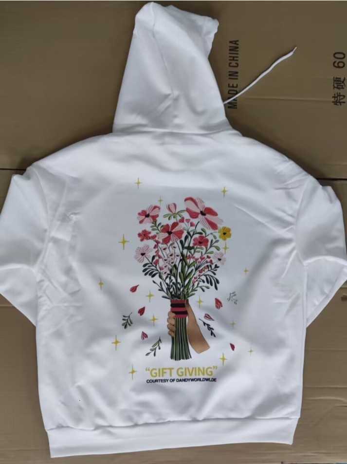 Womens Oversized Hoodie Flower Embroidery Back Long Sleeve Hooded Sweatshirt with Front Pocket Casual Streetwear 241118 - view 3
