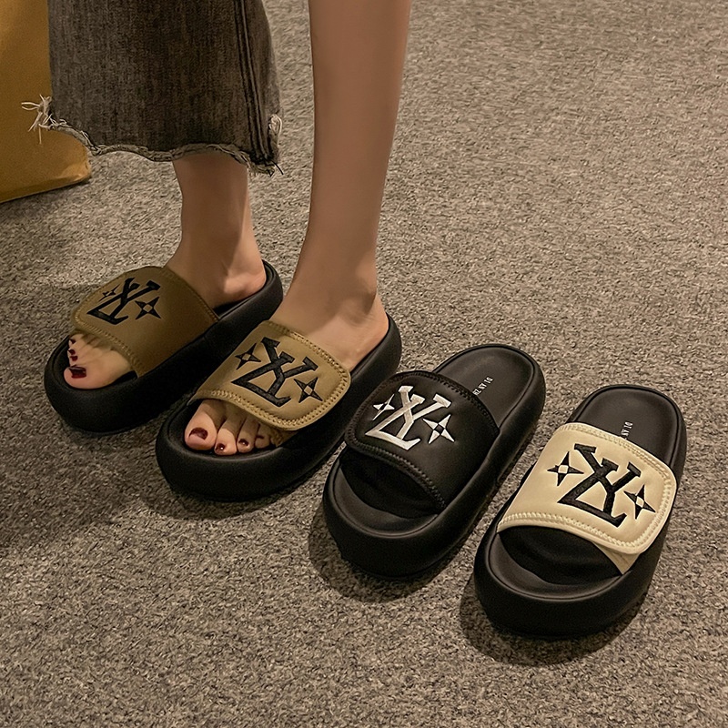 2025 Summer New Free Shipping Designer Women Fashion Thick Bottom Sandals Beige Khaki Beach Slippers 35-40 Outdoor Sandals