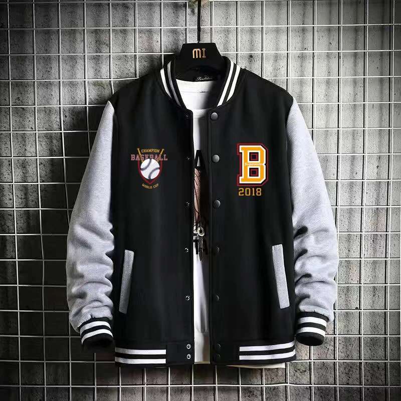 Supzoom New Arrival Letter Rib Sleeve Cotton Fashion Single Breasted Casual Bomber Baseball Jacket Loose Cardigan Coat