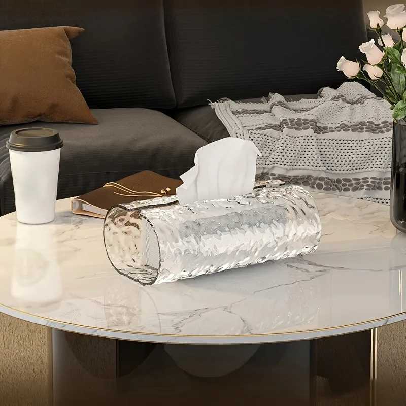 1pc Elegant Oval Wavy Textured Tissue Box Cover Plastic Napkin Holder for Bathro Premium Living Ro Table Dcor Y251112