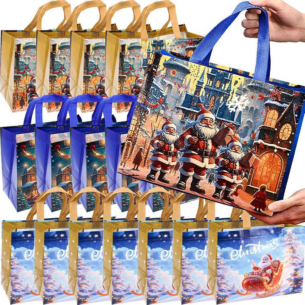 1/10Pcs Christmas Tote Gift Bags Non-woven Santa Claus Handbag Christmas Candy Gift Packaging Organizers Holiday Party Supplies M251113