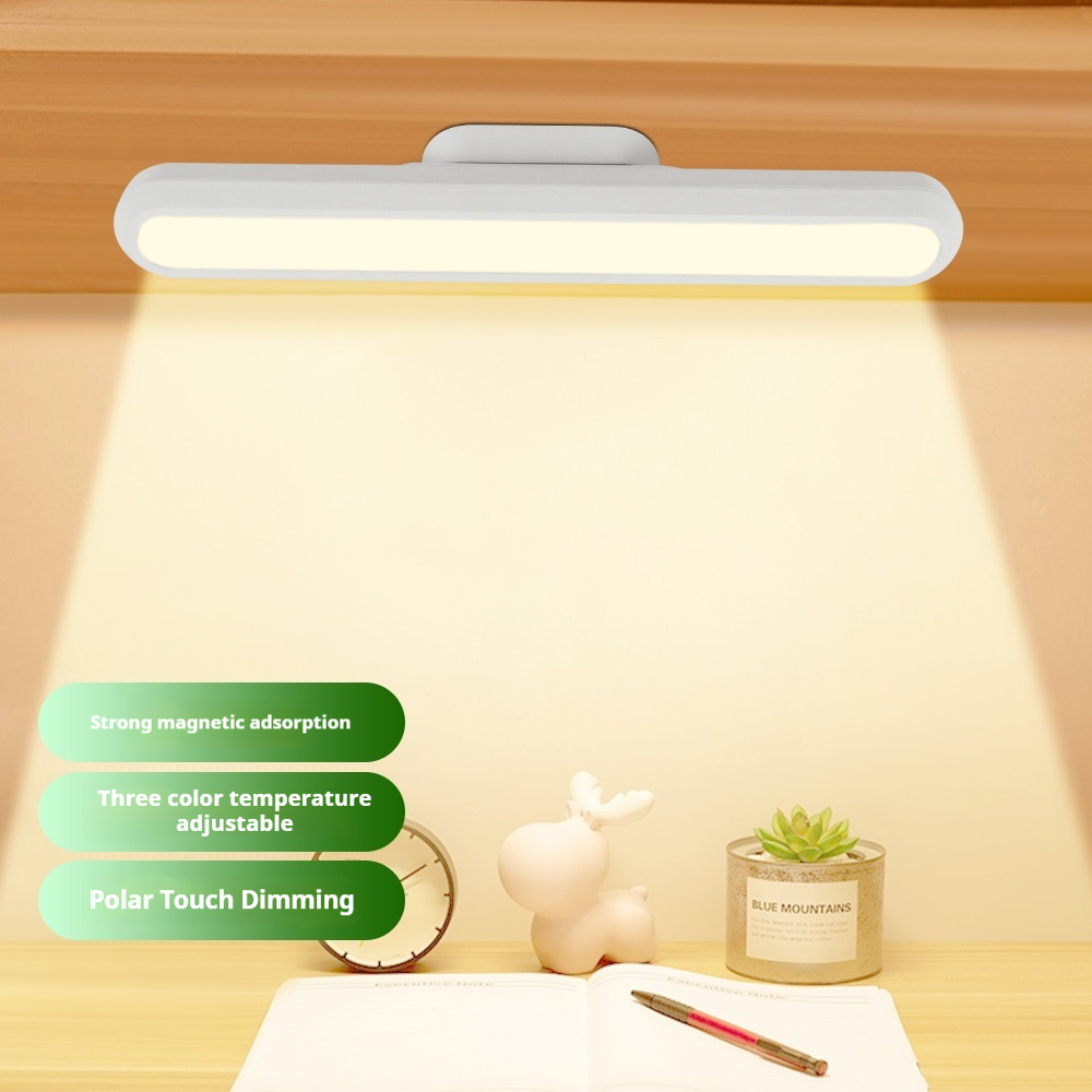 Rechargeable 17'' Magnetic Desk Light Bar, LED Step Less Dimming, 3 Color Mode Under Table Lamp for Bedrooms, Studies, Makeup Stations