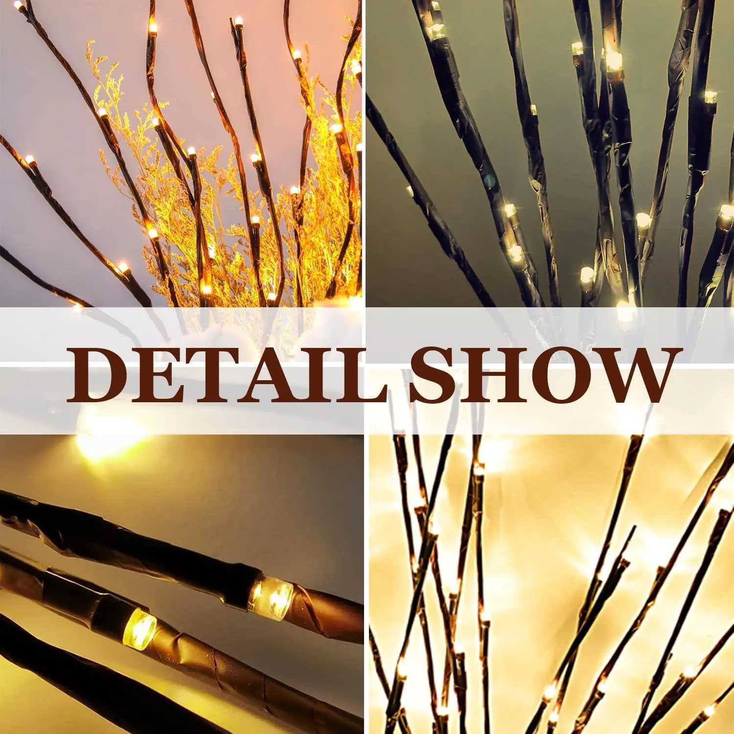 70CM 20 LED Twig Lighted Branch Vase Filler Tree Branch Light Christmas Wedding Christmas New Year Decorative Lights Night Lamp M251113