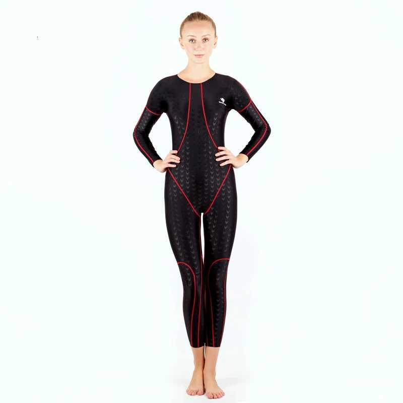 Womens Sharkskin Waterproof Competitive Swimsuit Upf 50 Sun Protection Long Sleeve Swimwear For Swimming Diving SurfingW251113