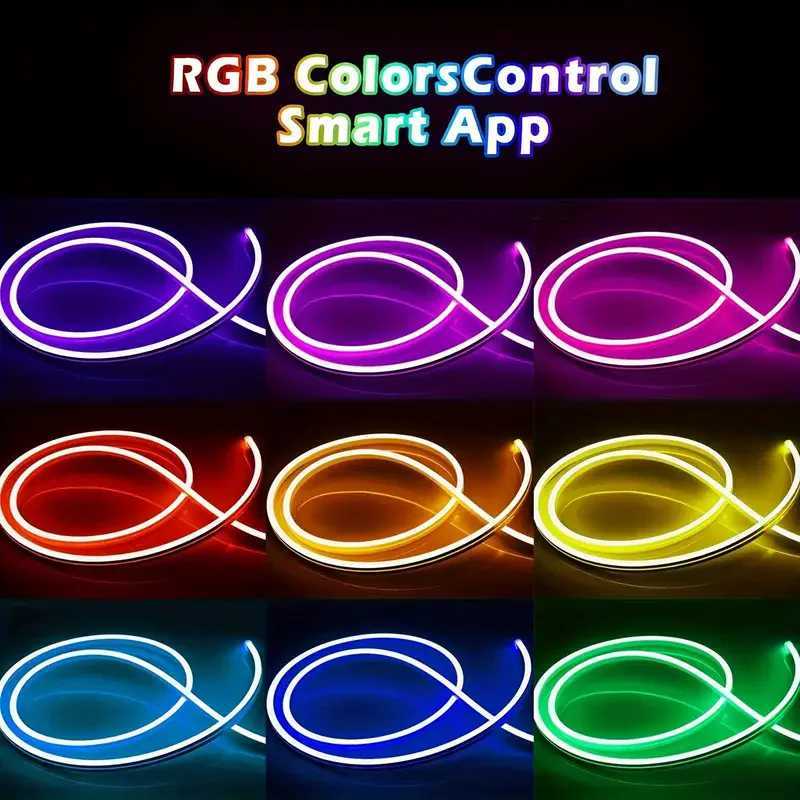Smart RGB Neon LED Strip 1/2/3/5m Waterproof USB Neon Strip Tuya APP Remote Flexible Ribbon for DIY Neon Deocoration Lighting W251112