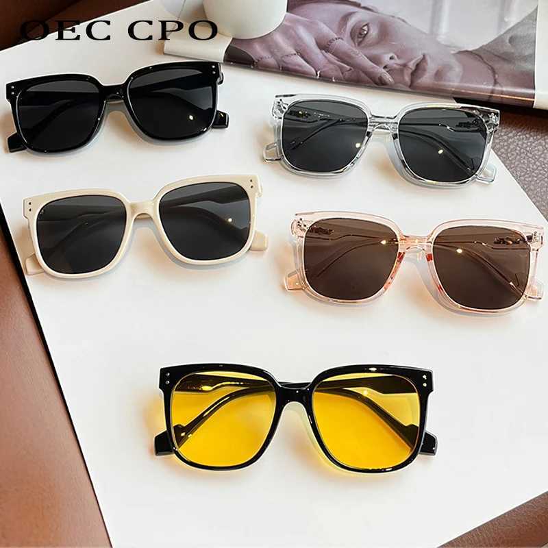 OEC CPO Square Goggles Sunglasses Women Fashion Oversized Punk Glasses Men Trendy Yellow Colors Shades Driving UV400 EyewearC250412