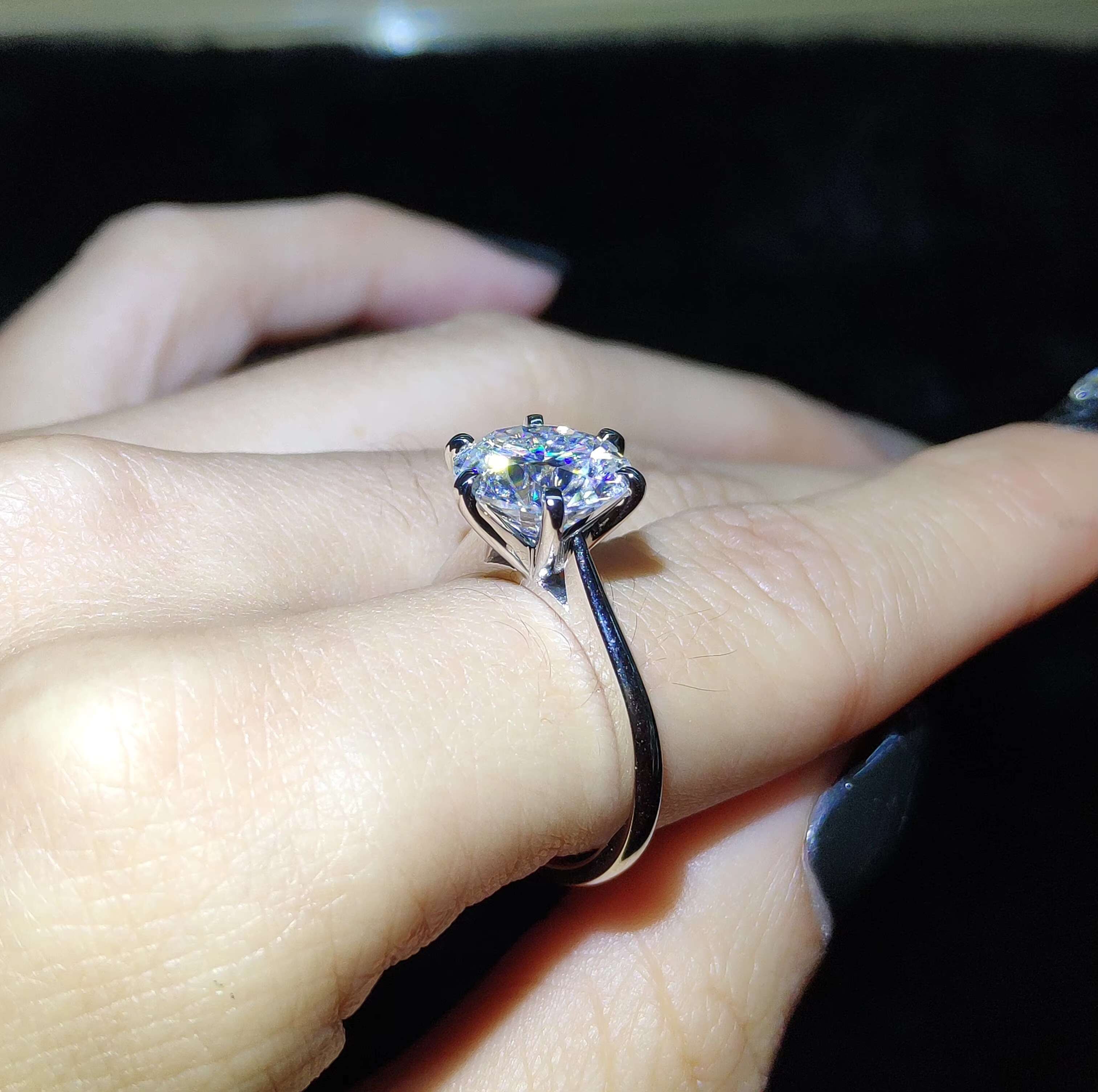 Starsgem Moissanite Ring 14k White Gold Purity Ring with 3.5ct DEF VVS Round Brilliant Cut Moissanite Solitaire Ring