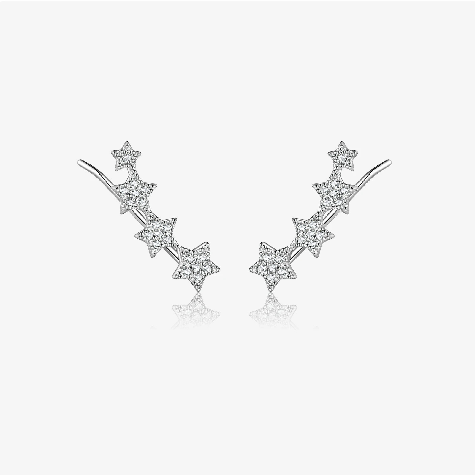 Vewant Womens 925 Pure Silver Star Zircon CZ Climbing Stud Earrings Wedding Anniversary Gift Jewelry 250409