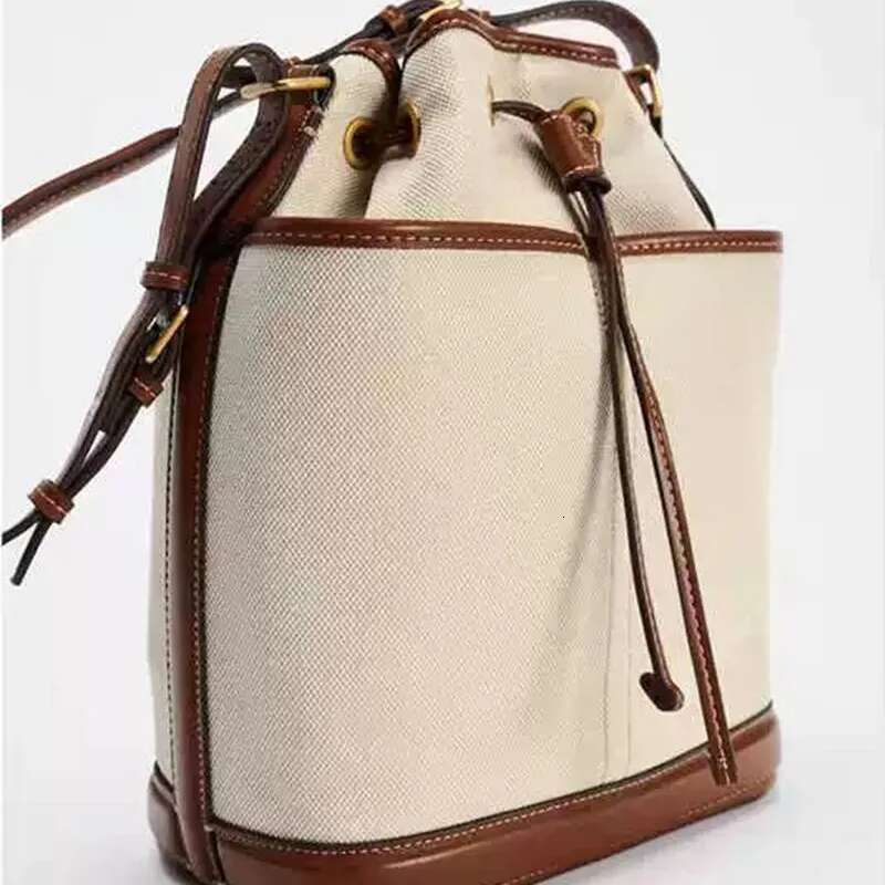 Vintage Denim Bucket Designer Canvas Women Shoulder Bags Drawsting Panelled Crossbody Bag Small Tote Shopper Purses