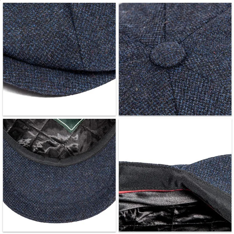 BOTVELA Mens 8 Piece Wool Blend sboy Flat Cap Gatsby Retro Hat Driving Caps Baker Boy Hats Women Boina 005 250403