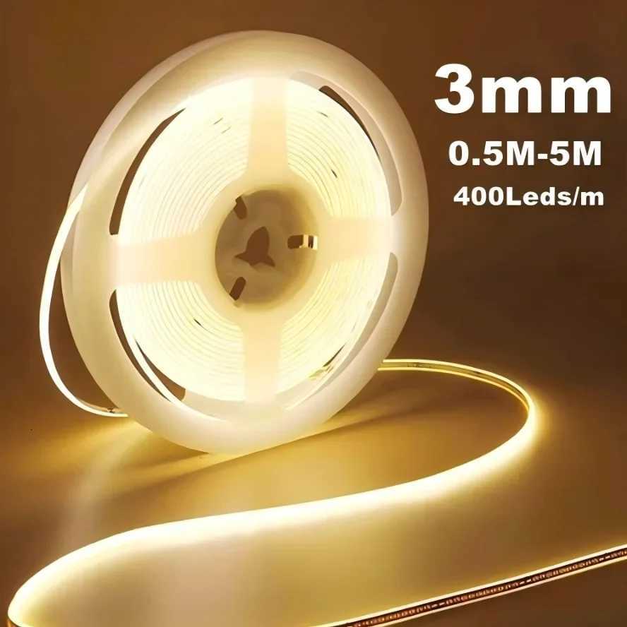 3MM Ultra Thin COB LED Strip 5V Colorful Dimmable 3000K 4000K 6000K High Density Flexible Light 400LEDs for DIY Home Decor Lamp W251112