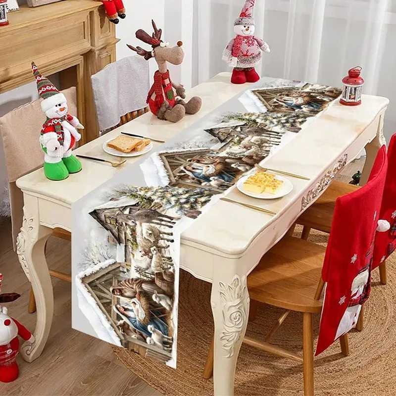 Christmas Santa Claus and Snowman Theme Table Decoration Table Flag Christmas Decoration Home Table Decoration Christmas Party Decoration Y251113