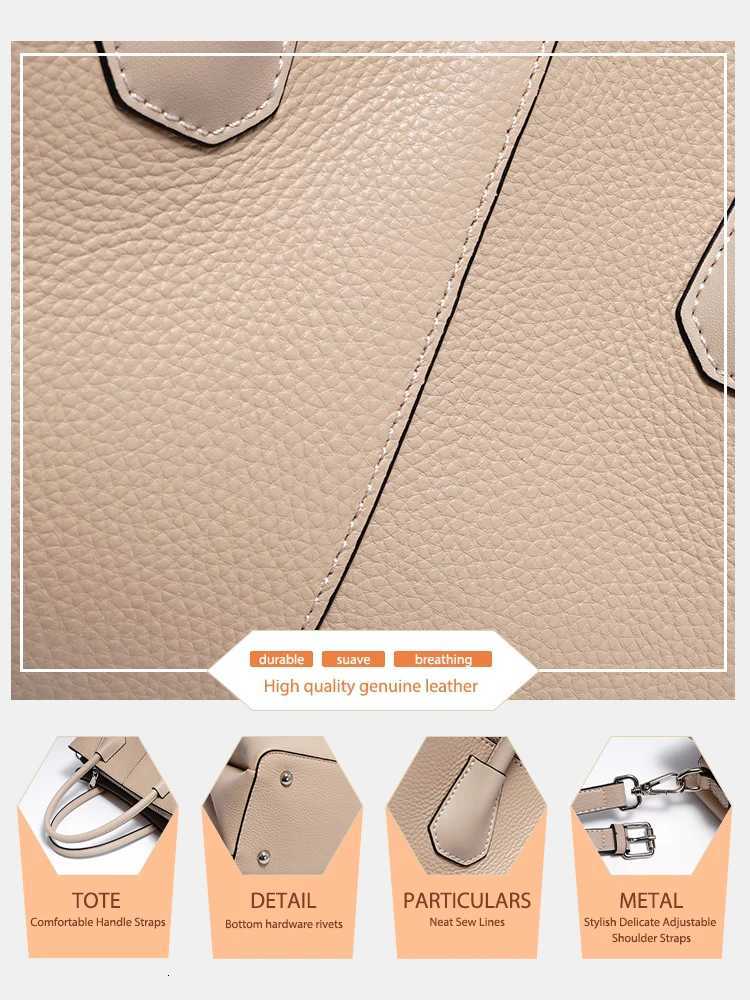 Zency Womens Genuine Leather Top-Handle Bag Noble White Luxury Crossbody with Three Compartments for Daily Work And ShoppingW251112