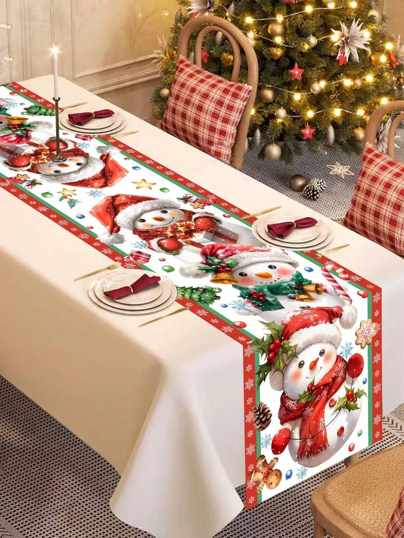 Christmas Christmas Retro Dwarf Snowflake Table Decoration Table Flag Holiday Restaurant Decoration Warm Farmhouse Table Decoration Y251113