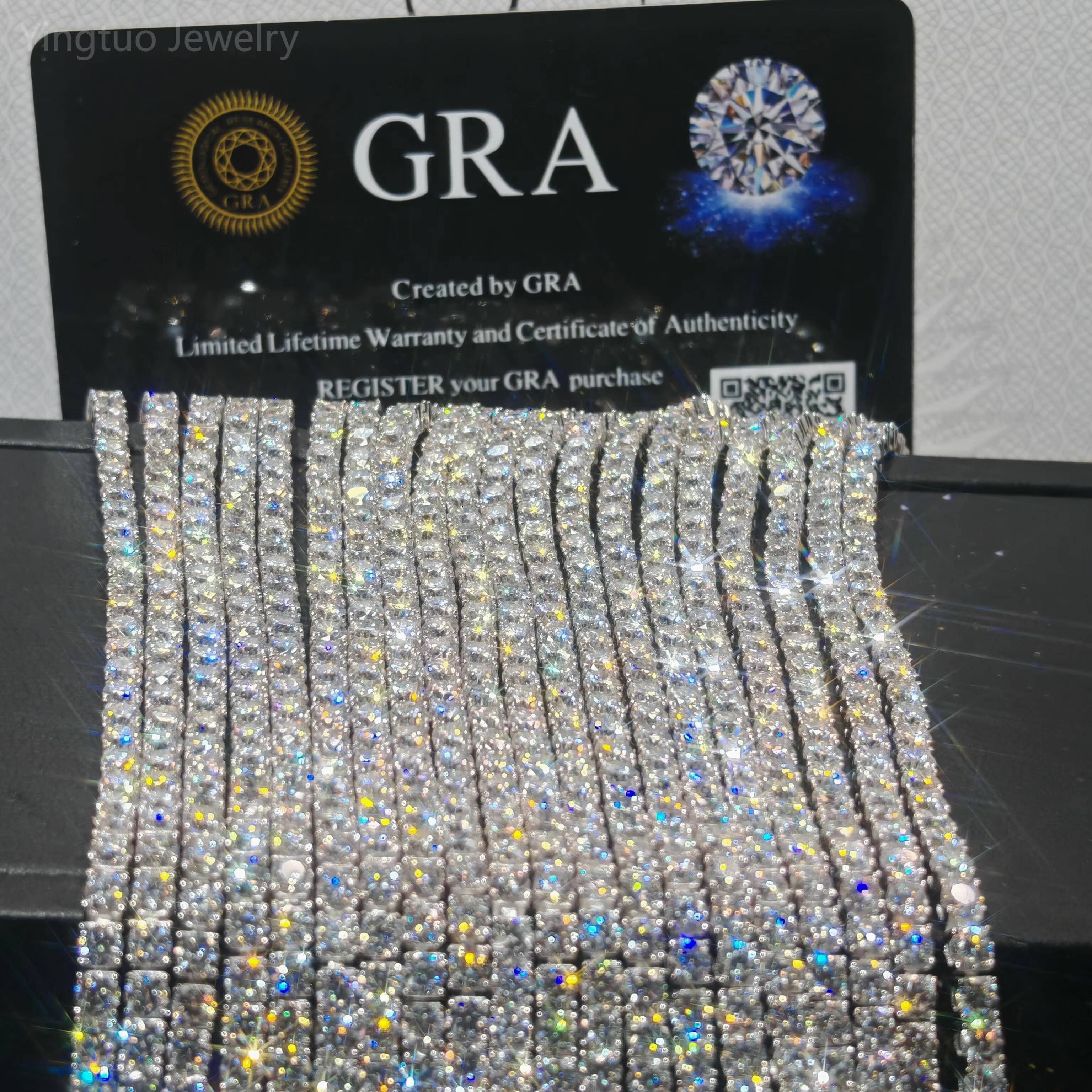 Wholesale Price Hip Hop 3mm/4mm/5mm/6mm White 925 Sterling Silver VVS Moissanite Diamond Tennis Chain Bracelet for Gift