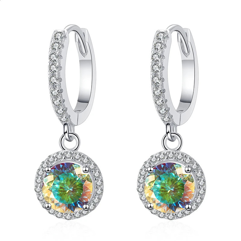 Butterflykiss 6.5mm Muiltcolor Portuguese Cut Drop Earrings For Women S925 Sterling Silver Sparkling Wedding Jewelry 250411