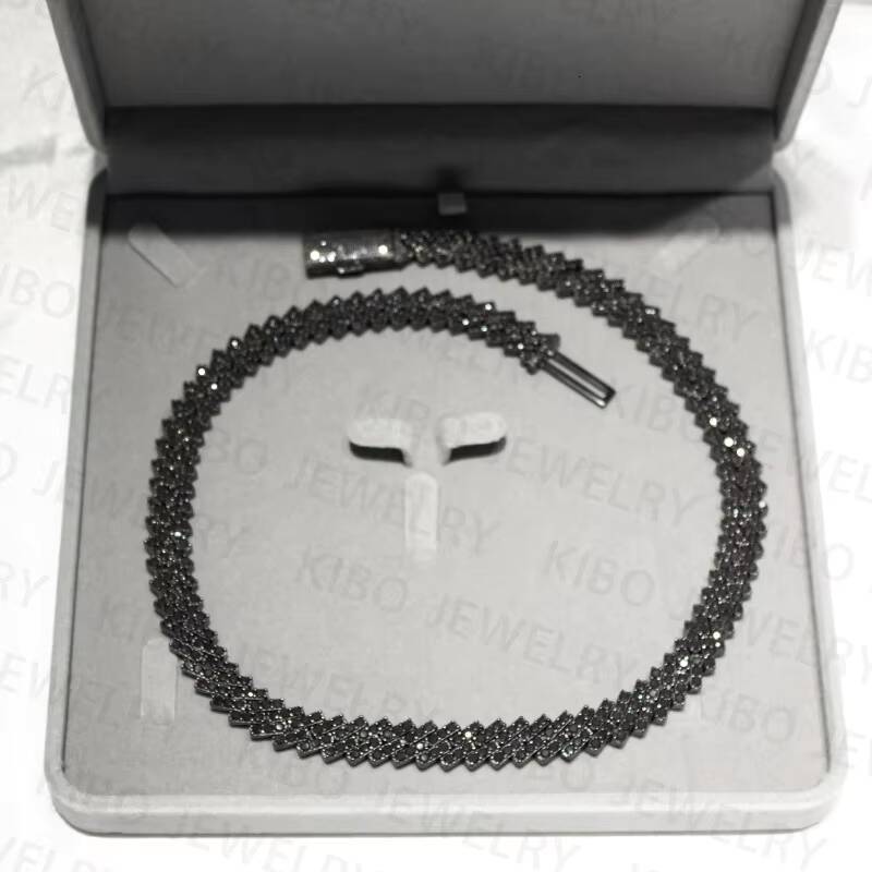 Fine Jewelry Necklaces Custom VVS Moissanite Cuban Chain 12mm Iced Out 925 Silver Black Moissanite Cuban Link Chain for Men