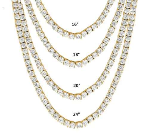 Starsgem 925 Sterling Silver Bayan Kolye Diamond Moissanite Gemstone Tennis Chain Necklace Jewelry for Women