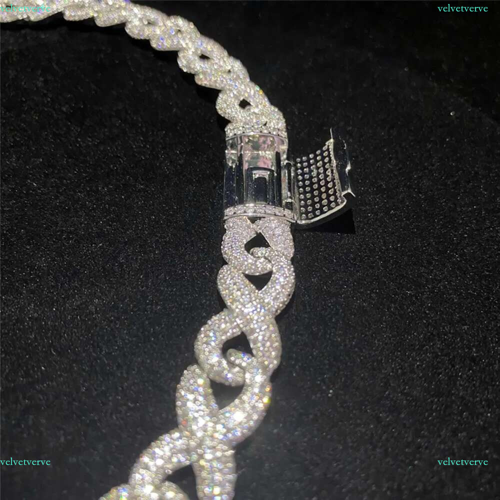Full Iced Out Classic Box Clasp Moissanite k Fine Hip Hop Men Jewelry S fashion Cuban Necklace Bg Dia Chain