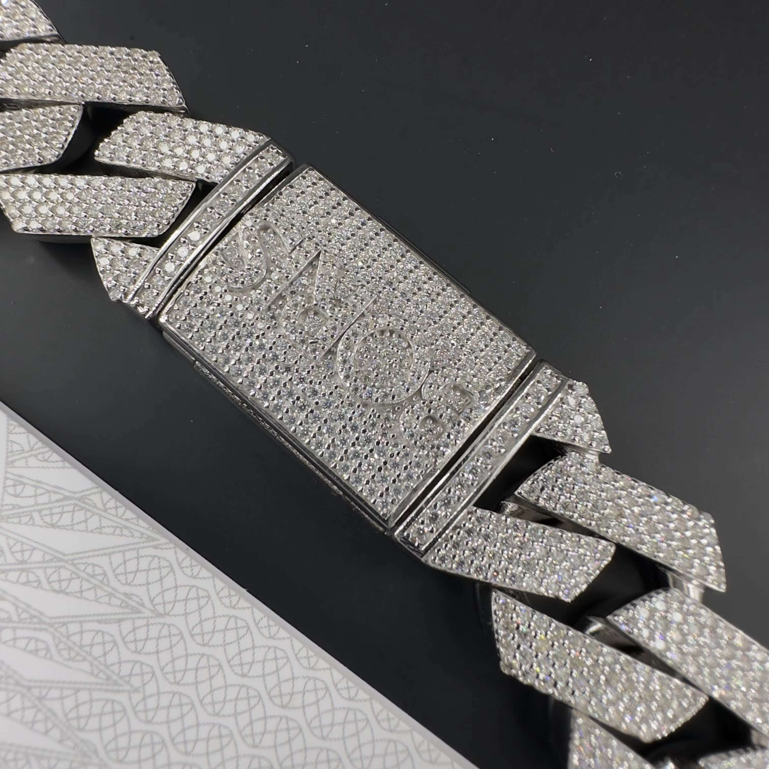 Custom 14mm 925 Sterling Silver VVS Moissanite Cuban Link Necklace Iced out Hip Hop Jewelry for Men