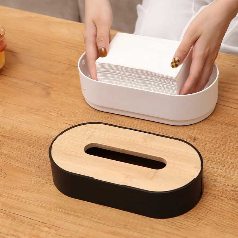 Tissue box Holder Bamboo Cover Toilet Paper Box Convenient Napkin Holder Removable Decorative Tissue Box He Storage Boxes Y251112