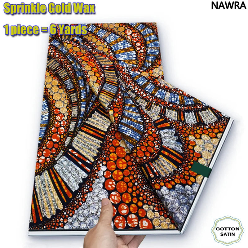 2024 African Grand Golden Wax Fabric Ankara Glitter Golden Wax Soft Flash Gold Print Batik High Quality Pagne Purple Women 250407
