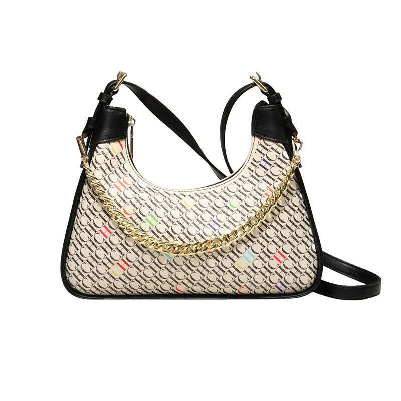 CHHC Simple Women's Shoulder Cute Animal Print Design Large Capacity Handbag Commuter Chain Bent Moon Bag