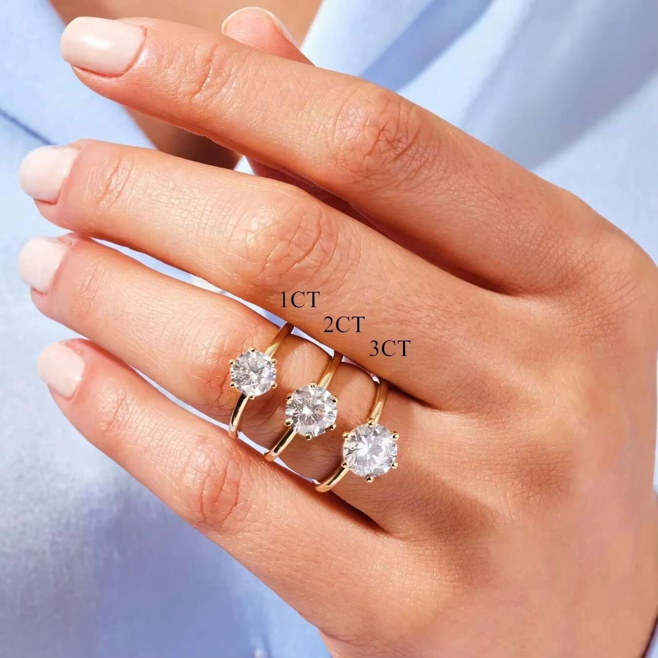 Wholesale Custom Jewelry 2ct 3ct Round Brilliant Cut VVS1 GRA Moissanite Diamond Wedding Rings Women