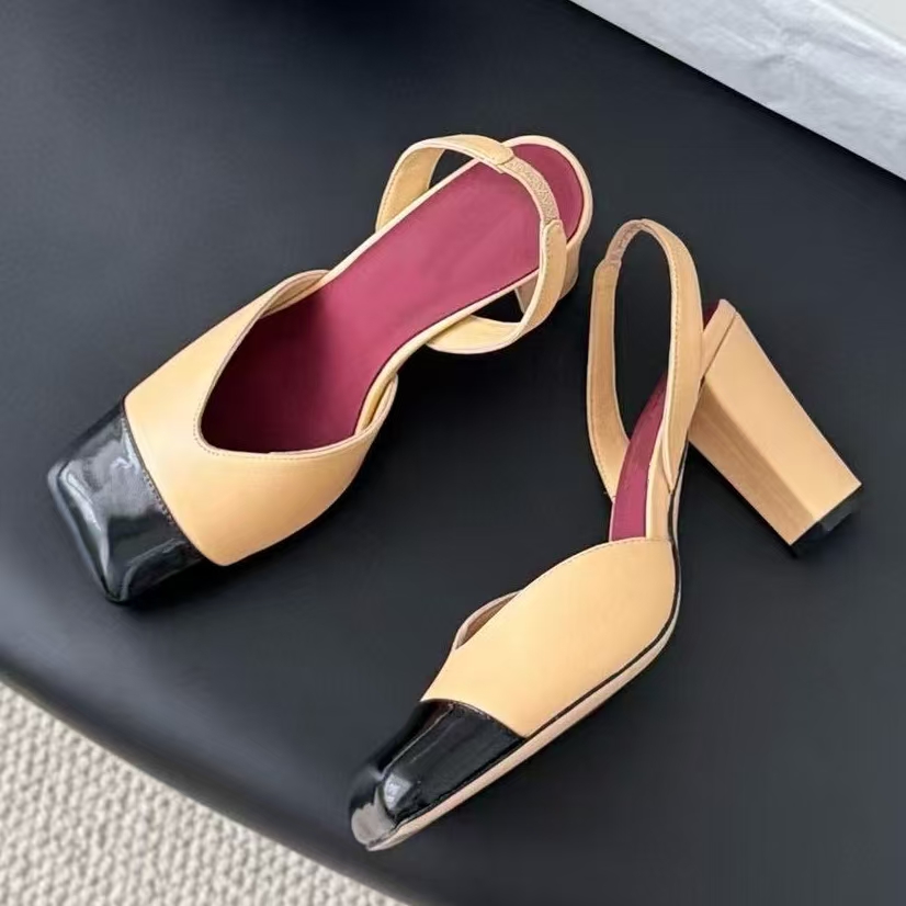 Top quality Leather fashion simple Chunky Heel loafers for women square toe Dress shoes Luxury designer loafers Factory footwear Holiday shoes size 35-42 with bag