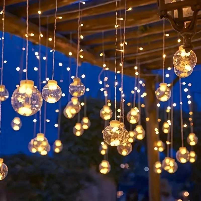 1 PC ing Ball Curtain String Light Battery Box Garden Lamp Starry Sky LED Camping Lights New Year Christmas Room Decoration M251113