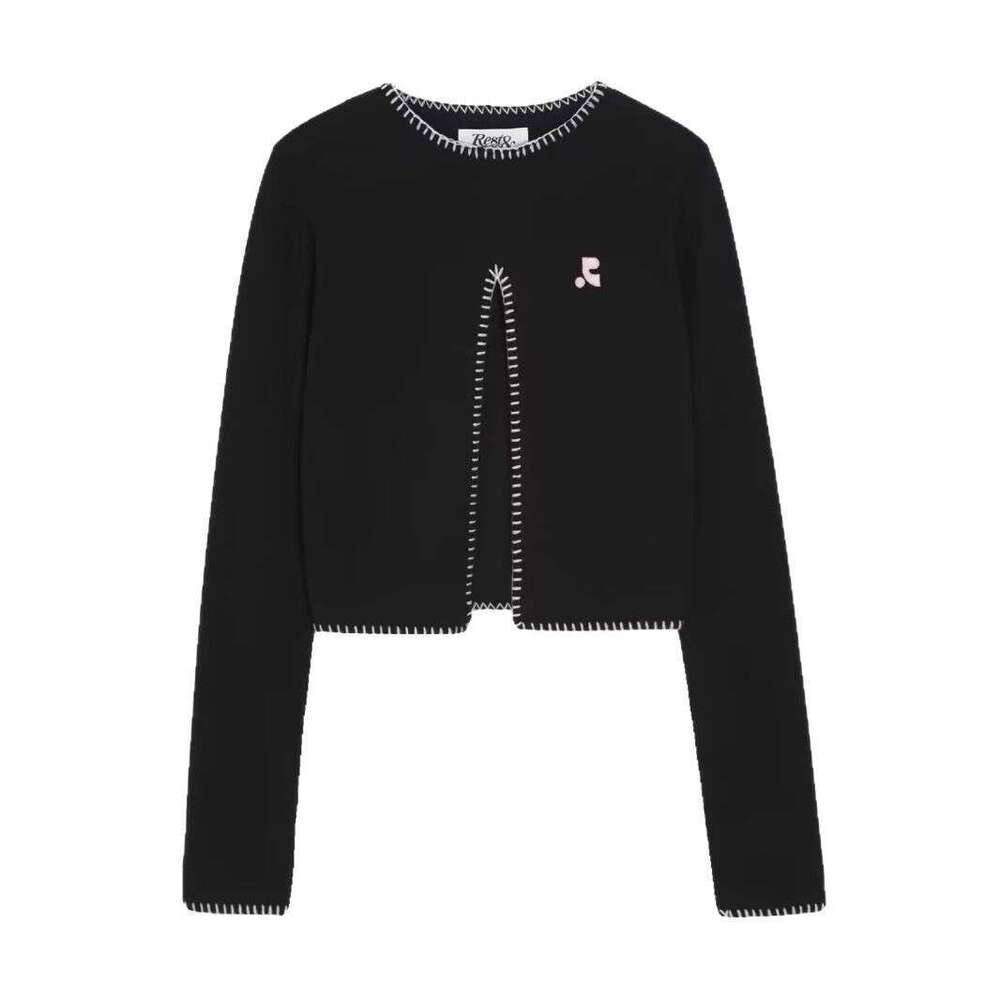 Designer clothing Designer clothing South Korean RR slim knit long sleeved shirt slit a sense of careful machine with visible thread and design