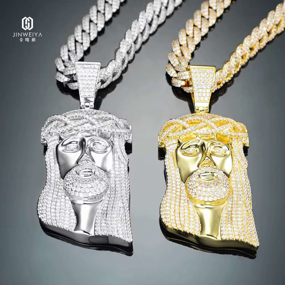S925 Sterling Silver Jesus Inspired Hip Hop Moissanite Pendant Fashion Charm Jewelry with Strand Chain for Gift or Wedding