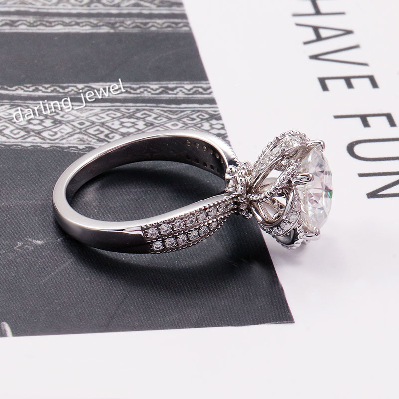 Factory Moissanite Womens Ring Iced Out Gold Plated Moissanite Ring Party Wedding Gold Engagement Ring Fine Jewelry Wholesale