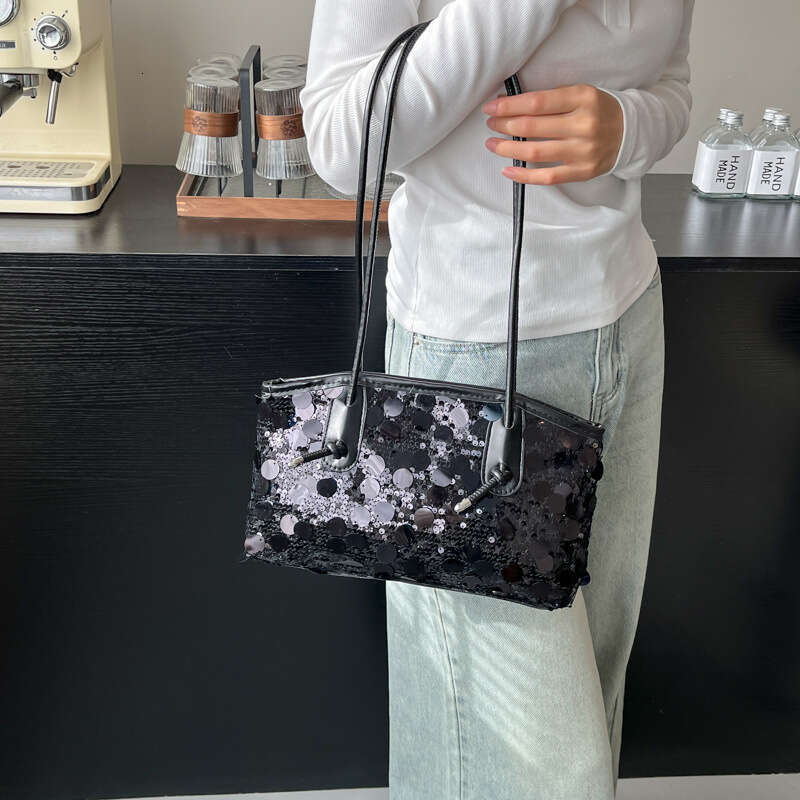 Minority sequin for women 2025 new spring versatile handbag, single shoulder crossbody bag, armpit bag