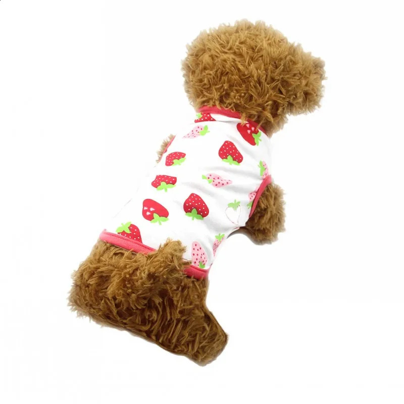 Thin Ventilate Dog Sweatshirt Pet Clothing Cute Dog Vest Chihuahua Bichon Costume Cotton Print Cat Shirt Summer 250407