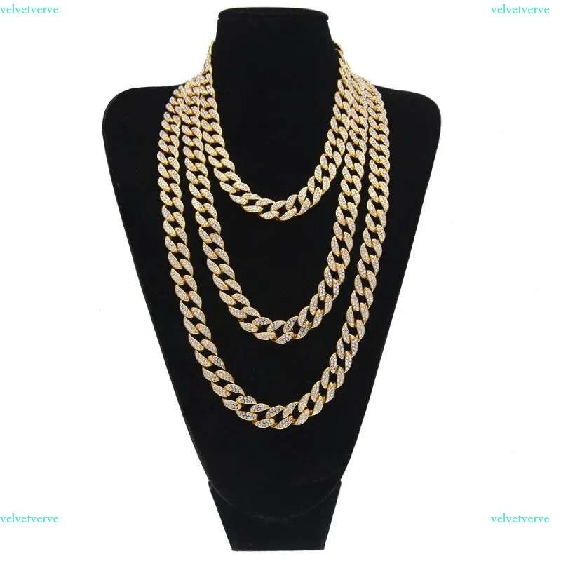 Hip Hop Bg Fashion Chains Jewelry Mens Gold Sier Miami Cuban k Chain Dia Iced Out Chian Necklaces