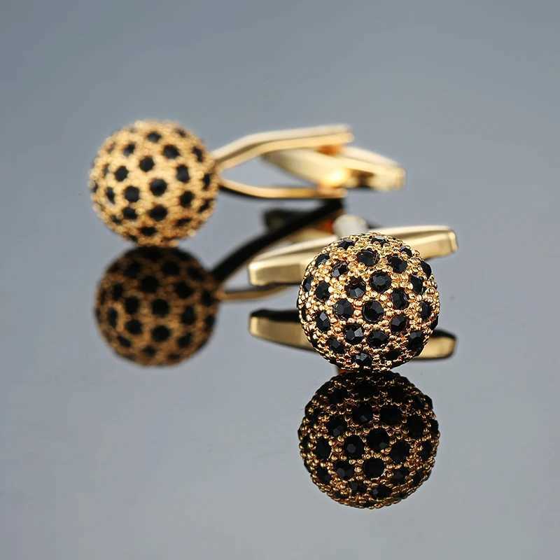 New luxury blue and white crystal mens cufflinks high-quality design gold and silver button shirt jewelryT250412