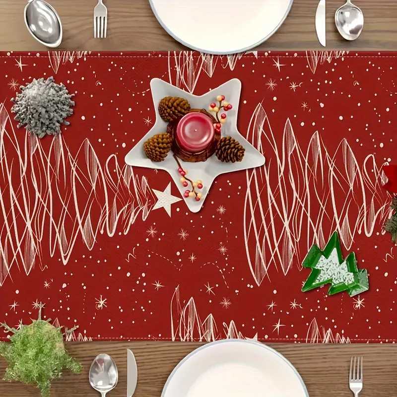 Christmas 1pc Christmas Tree Pattern Table Runner in Red Perfect Festive Decor for Xmas Home and Holiday Gatherings Y251113