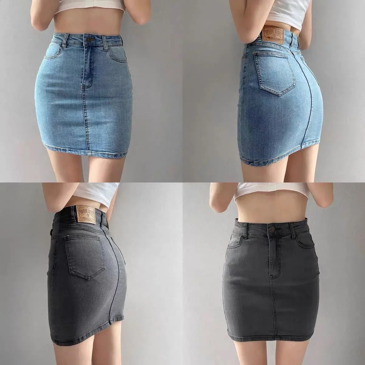 American Style Vintage High-Waisted Elastic Bodycon Skirt For Women Sexy Mini Dress Versatile Slimming Denim Skirt Trendy 250407