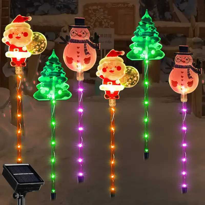 6pcs/lot Solar-Powered Christmas Lawn Lights Santa Tree Reindeer Designs for Outdoor Decor Waterproof Garden Lights Holiday M251113
