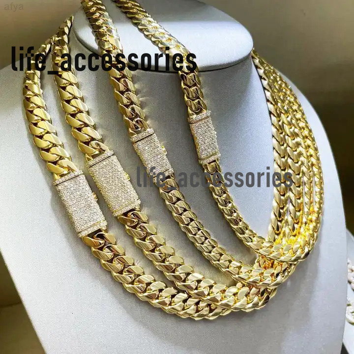 Custom Size Necklace Hip-hop Jewelry 12mm Link Chain 10k 14k 18k Gold Miami Cuban with