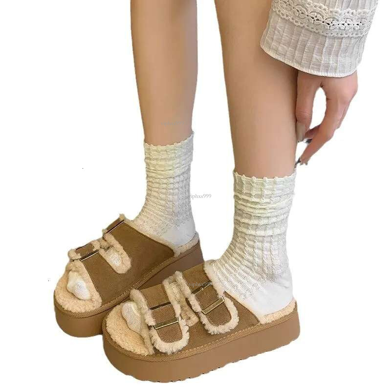 Free Shipping Designer Shoes Hairy Slippers For Women S Outdoor Wear In Spring And Autumn Height Increasing Birkenins Trend Summer Thick Soled Cotton 