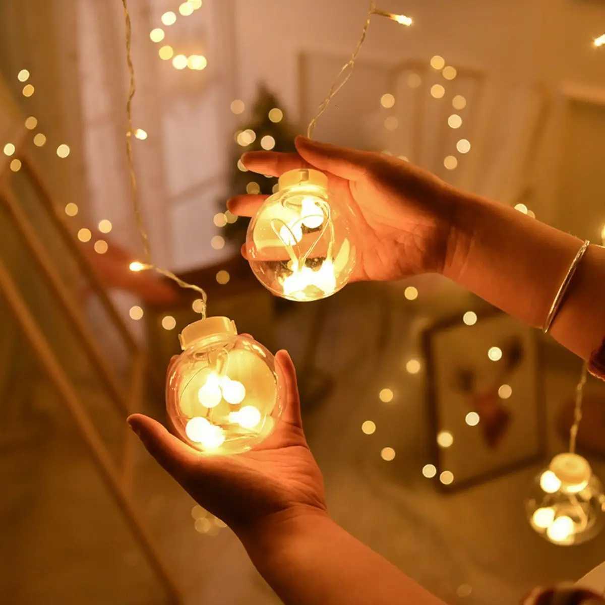 1 PC ing Ball Curtain String Light Battery Box Garden Lamp Starry Sky LED Camping Lights New Year Christmas Room Decoration M251113
