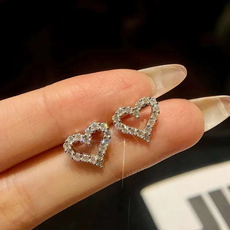 GRA Brilliant Wedding Moissanite Diamond Heart Stud Earrings for Women 925 Sterling Silver Luxury Gifts For Girls Fine Jewelry