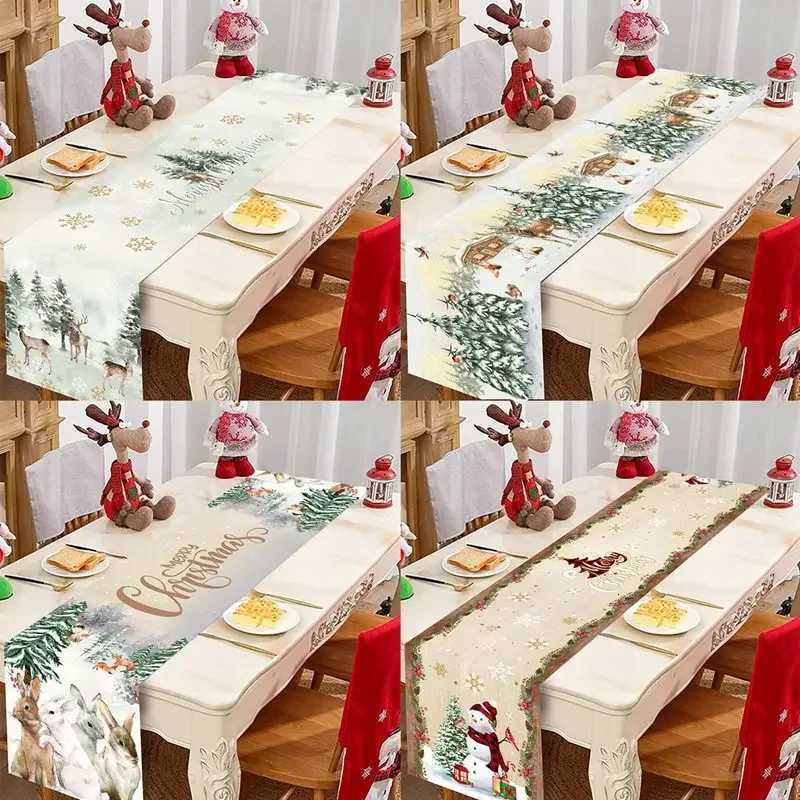 Christmas Christmas Table Runner Merry Christmas Decorations For Home 2025 Cristmas Table Flag Cover Navidad Noel Gift New Year Tablecloth Y251113